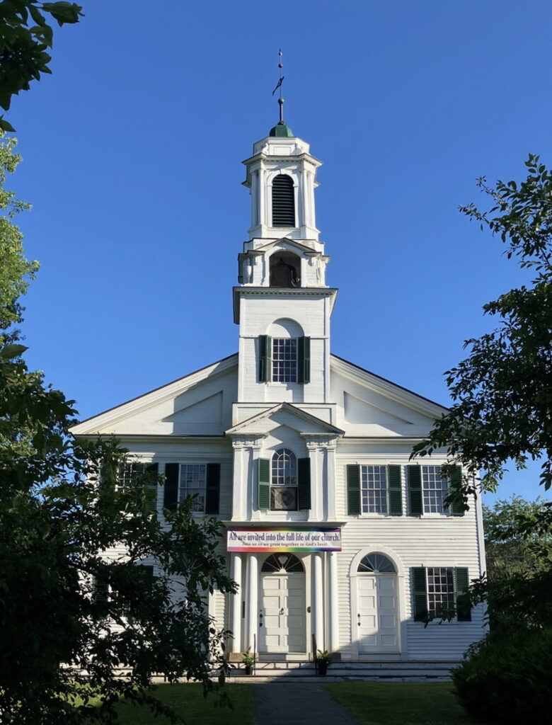 Exterior of the First Congregational Church of Lebanon, NH, taken spring 2025